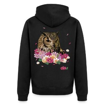 Königliche Eule - Unisex Premium Bio Zip Hoodie - Schwarz - Hinten - Nico (187cm)
