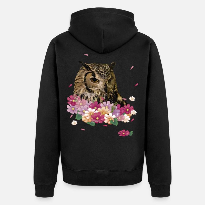 Königliche Eule - Unisex Premium Bio Zip Hoodie - Schwarz