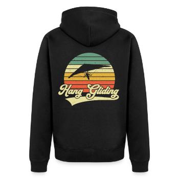 Hang Gliding Vintage Retro Hang Glider - Unisex Premium Organic Zip Hoodie - black - Back - Nico (187cm)