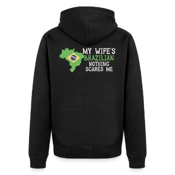 Ehefrau Brasilien Verheiratet Brasilianerin - Unisex Premium Bio Zip Hoodie - Schwarz - Hinten - Nico (187cm)