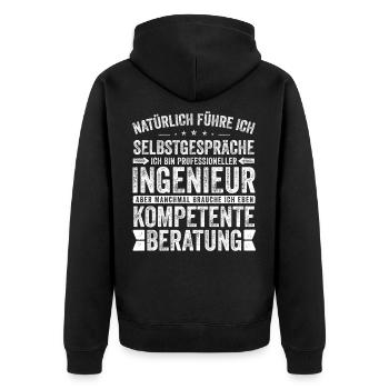 Ingenieur witziger Spruch für die Arbeit Beruf - Unisex Premium Bio Zip Hoodie - Schwarz - Hinten - Nico (187cm)