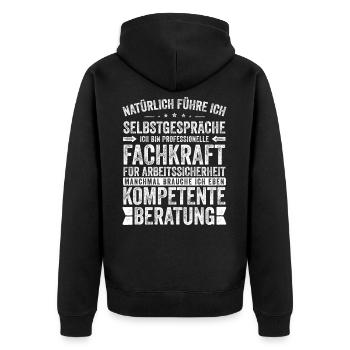 Sicherheitsfachkraft witziger Spruch für Arbeit - Unisex Premium Bio Zip Hoodie - Schwarz - Hinten - Nico (187cm)