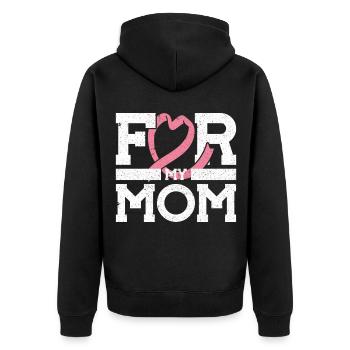 For my mom Pink Ribbon Breast Cancer Awareness Bea - Unisex Premium Bio Zip Hoodie - Schwarz - Hinten - Nico (187cm)