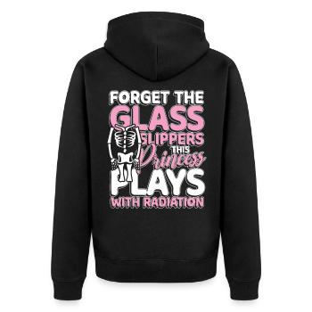 This princess plays with radiation - Unisex Premium Bio Zip Hoodie - Schwarz - Hinten - Nico (187cm)