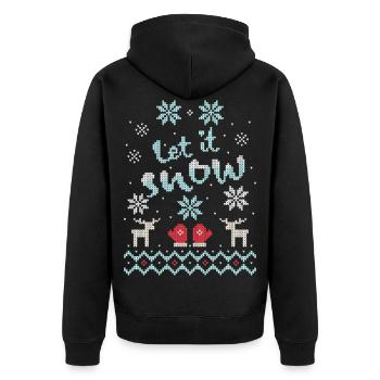 Christmas, Let it Snow, Winter, Ugly Sweater - Unisex Premium Organic Zip Hoodie - black - Back - Nico (187cm)