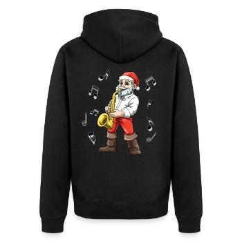 Nikolaus spielt Saxophone - Unisex Premium Bio Zip Hoodie - Schwarz - Hinten - Nico (187cm)