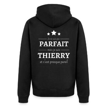 Je ne suis pas parfait mais je suis Thierry cadeau - Veste à capuche bio Premium Unisexe - noir - Dos - Nico (187cm)