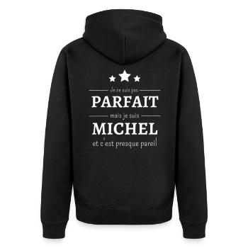 Je ne suis pas parfait mais je suis Michel cadeau - Veste à capuche bio Premium Unisexe - noir - Dos - Nico (187cm)