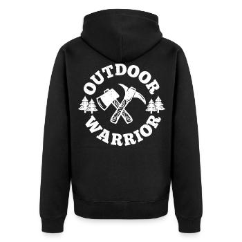 Outdoor Warrior - Unisex Premium Organic Zip Hoodie - black - Back - Nico (187cm)