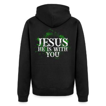 Jésus-Christ est avec vous - Motif chrétien - Veste à capuche bio Premium Unisexe - noir - Dos - Nico (187cm)