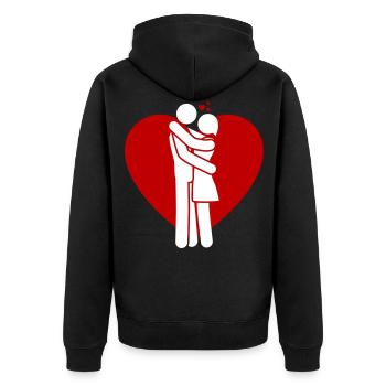 couple love heart - Unisex Premium Bio Zip Hoodie - Schwarz - Hinten - Nico (187cm)