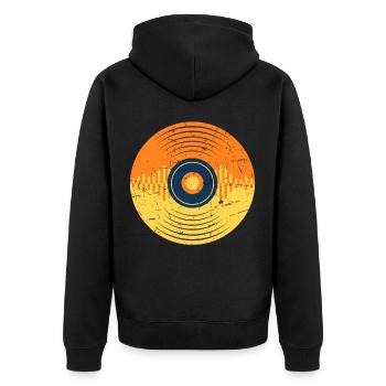 Vinyl-Schallplatte LP Musikproduzent Wellenform - Unisex Premium Bio Zip Hoodie - Schwarz - Hinten - Nico (187cm)