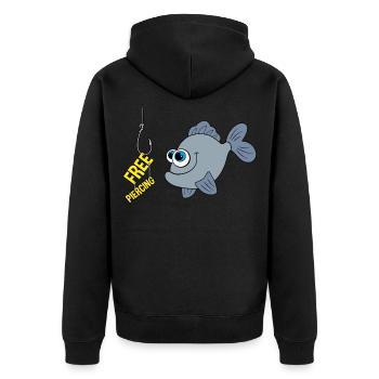 Free Piercing - Unisex Premium Bio Zip Hoodie - Schwarz - Hinten - Nico (187cm)