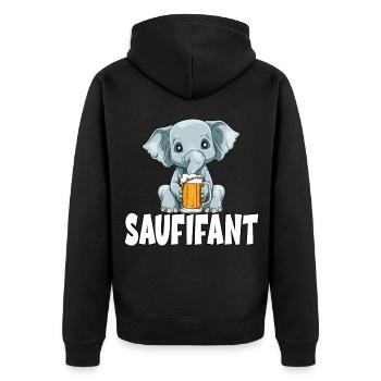 für einen Biertrinker und - Unisex Premium Bio Zip Hoodie - Schwarz - Hinten - Nico (187cm)