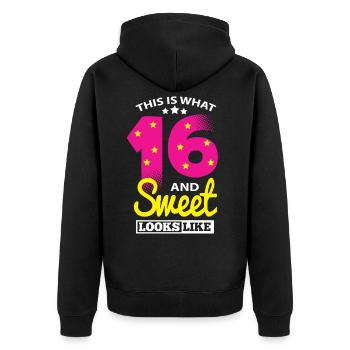 Cadeaux d’anniversaire Sweet Sixteen pour 16 ans - Veste à capuche bio Premium Unisexe - noir - Dos - Nico (187cm)