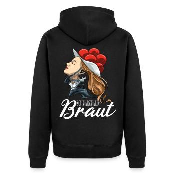 Bollenhut Braut Schwarzwald für einen - Unisex Premium Bio Zip Hoodie - Schwarz - Hinten - Nico (187cm)
