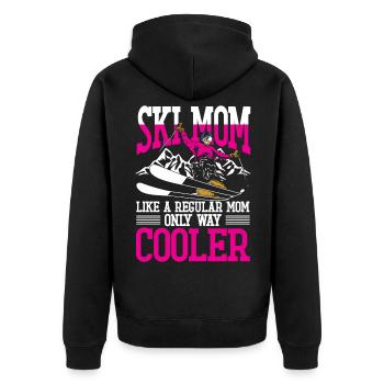 SKI MOM Like a regular mom only way cooler - Unisex Premium Bio Zip Hoodie - Schwarz - Hinten - Nico (187cm)