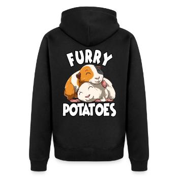 Furry Potato für einen Meerschweinchen Liebhaber - Unisex Premium Bio Zip Hoodie - Schwarz - Hinten - Nico (187cm)