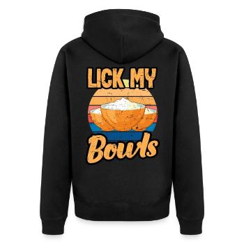 Lick My Bowls Cook Chef Cooking BBQ - Unisex Premium Organic Zip Hoodie - black - Back - Nico (187cm)