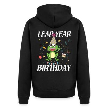 Leap Year Birthday für Männer, Frauen und Kinder - Unisex Premium Bio Zip Hoodie - Schwarz - Hinten - Nico (187cm)
