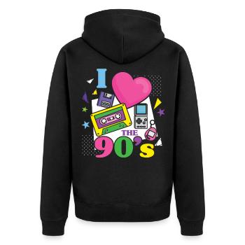 J'aime les années 90 pour tous ceux qui aiment les années 90 - Veste à capuche bio Premium Unisexe - noir - Dos - Nico (187cm)