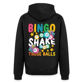 Bingo Shake These Balls pour un joueur de bingo - Veste à capuche bio Premium Unisexe - noir - Dos - Nico (187cm)