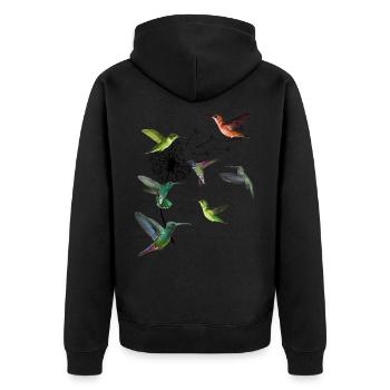 Kolibri Löwenzahn Hummel Kolibri Vogel Shirt - Unisex Premium Bio Zip Hoodie - Schwarz - Hinten - Nico (187cm)