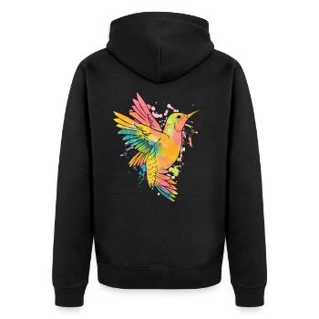 Kolibri Aquarell Bunte Kolibri Kolibri Vogel - Unisex Premium Bio Zip Hoodie - Schwarz - Hinten - Nico (187cm)