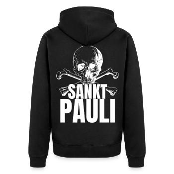 St Pauli. Éventail St pauli Éventail Paulianer Hamburger - Veste à capuche bio Premium Unisexe - noir - Dos - Nico (187cm)