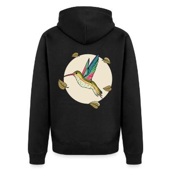 Kolibri Mondblätter Kolibri Kolibri Vogel - Unisex Premium Bio Zip Hoodie - Schwarz - Hinten - Nico (187cm)