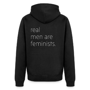 Les vrais hommes sont des féministes Féministe - Veste à capuche bio Premium Unisexe - noir - Dos - Nico (187cm)