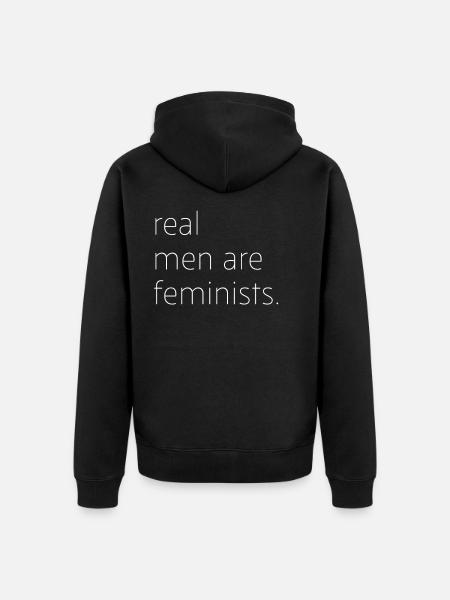 Ekte menn er feminister feministisk feminist mann - Premium økologisk unisex-hettejakke - svart