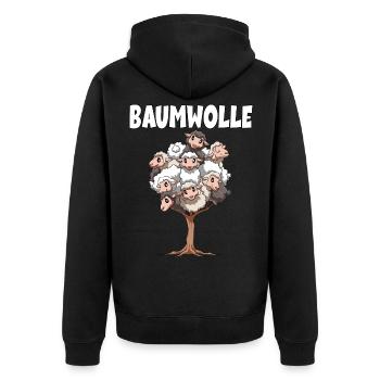 Baumwolle Schafe für einen Schafliebhaber - Unisex Premium Bio Zip Hoodie - Schwarz - Hinten - Nico (187cm)