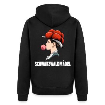 Bollenhut Schwarzwald Schwarzwaldmädel - Unisex Premium Bio Zip Hoodie - Schwarz - Hinten - Nico (187cm)