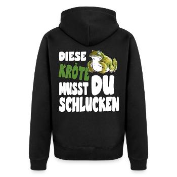 Diese Kröte musst du schlucken für eine Kröten - Unisex Premium Bio Zip Hoodie - Schwarz - Hinten - Nico (187cm)