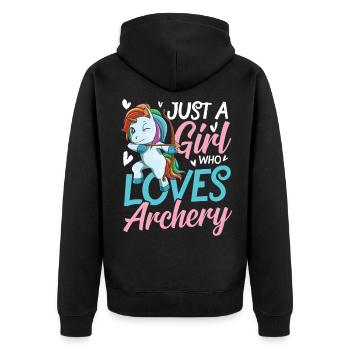 Niedliches Einhorn Pfeil Bogen für eine - Unisex Premium Bio Zip Hoodie - Schwarz - Hinten - Nico (187cm)