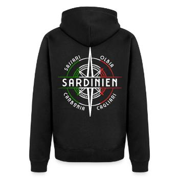 Summer Sardinia - Unisex Premium Organic Zip Hoodie - black - Back - Nico (187cm)