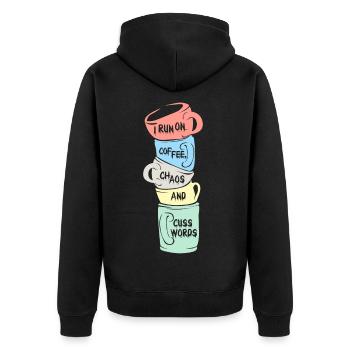 coffee - Unisex Premium Organic Zip Hoodie - black - Back - Nico (187cm)