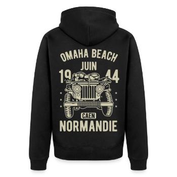 Omaha Beach Juin 1944 Caen Normandie - Veste à capuche bio Premium Unisexe - noir - Dos - Nico (187cm)