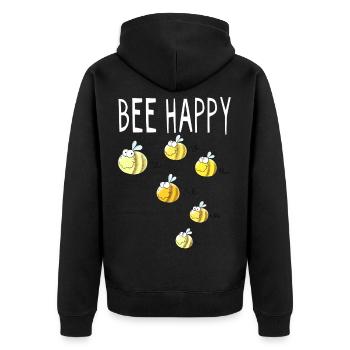Bee Happy - Biene - Bienen - Hummel - Geschenk - Unisex Premium Bio Zip Hoodie - Schwarz - Hinten - Nico (187cm)