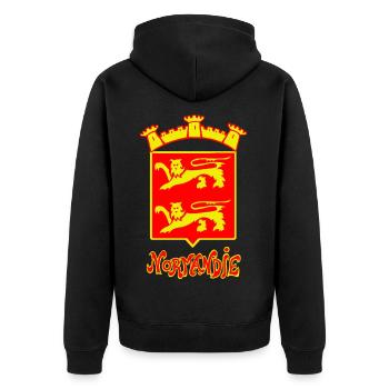 LION OF NORMANDY Louis RUNEMBERG © Adagp - Unisex Premium Organic Zip Hoodie - black - Back - Nico (187cm)