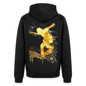 Skate | SK8R | Skateboard Grind - Unisex Premium Organic Zip Hoodie - black - Back - Nico (187cm)