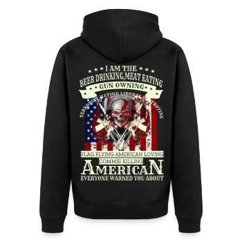 Army skull - Unisex Premium Organic Zip Hoodie - black - Back - Nico (187cm)