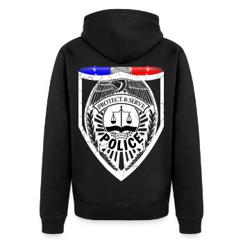 Policier - Veste à capuche bio Premium Unisexe - noir - Dos - Nico (187cm)