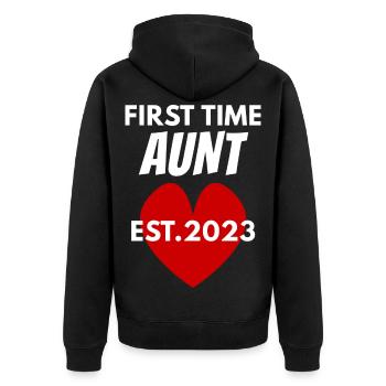 Becoming an aunt in 2023 - Unisex Premium Organic Zip Hoodie - black - Back - Nico (187cm)