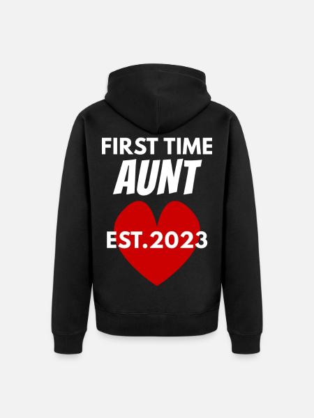 Tante werden 2023 - Unisex Premium Bio Zip Hoodie - Schwarz