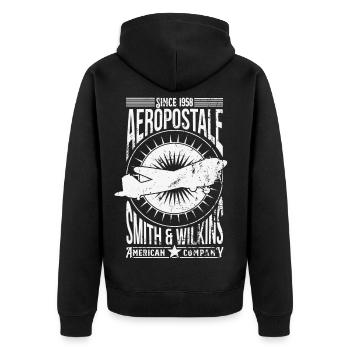 Aeropostale - Unisex Premium Bio Zip Hoodie - Schwarz - Hinten - Nico (187cm)