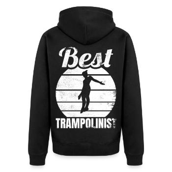 Lustiger Trampolinspringer - Unisex Premium Bio Zip Hoodie - Schwarz - Hinten - Nico (187cm)