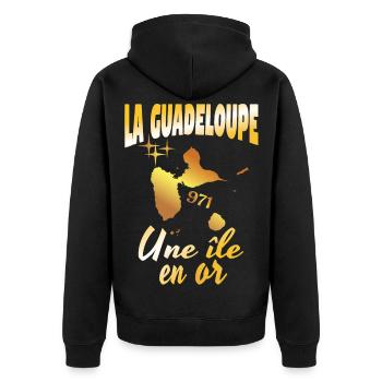 La Guadeloupe une ile en or - Veste à capuche bio Premium Unisexe - noir - Dos - Nico (187cm)