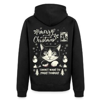 Frohe Weihnachten, ich will heute Abend nicht streiten - Unisex Premium Bio Zip Hoodie - Schwarz - Hinten - Nico (187cm)